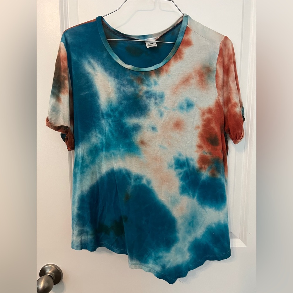 Tie-Dye Women's Top - Blue and Red